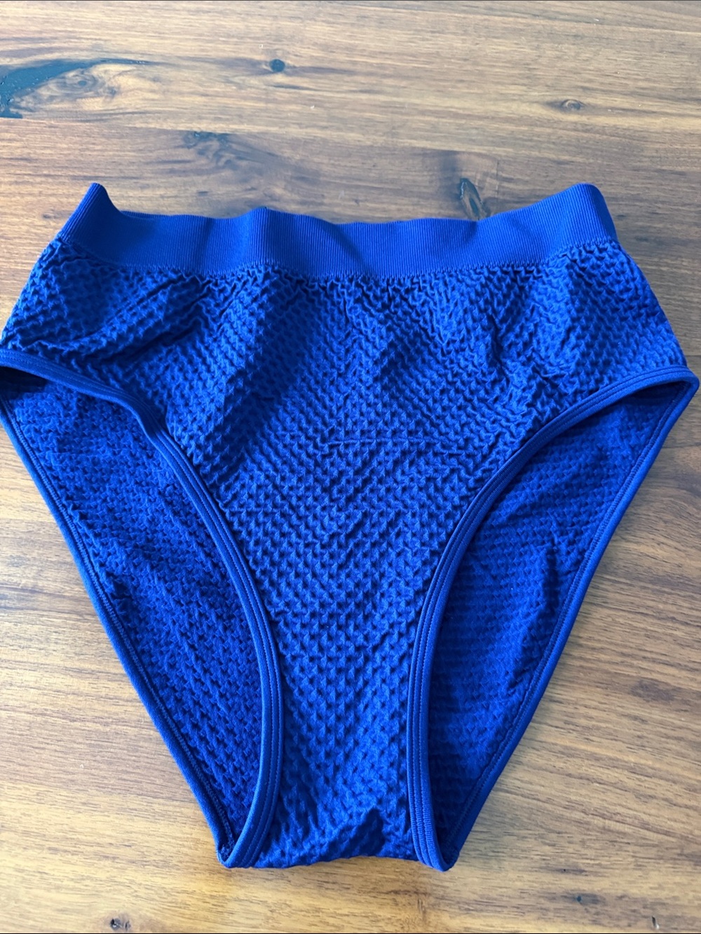 Cupshe High-Waist Textured Bikini Bottom - Blue